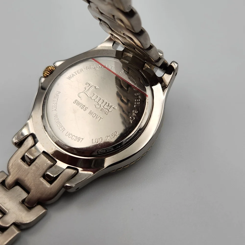 Vintage Luger Two-Tone Stainless Steel Watch with Gold PL Accents